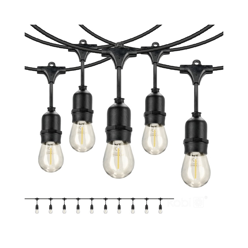 LED Vonkajšia dekoračná reťaz BAJA ST64 10xE27/1W/230V 10,9m IP44 teplá biela