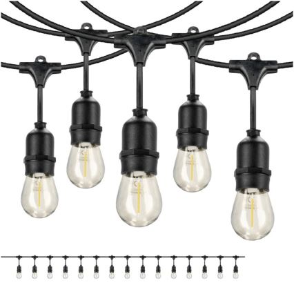 LED Vonkajšia dekoračná reťaz BAJA ST64 15xE27/1W/230V 15,9m IP44 teplá biela