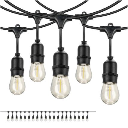LED Vonkajšia dekoračná reťaz BAJA ST64 20xE27/1W/230V 10,9m IP44 teplá biela