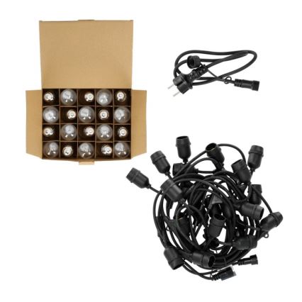 LED Vonkajšia dekoračná reťaz BAJA ST64 20xE27/1W/230V 10,9m IP44 teplá biela