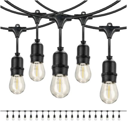 LED Vonkajšia dekoračná reťaz BAJA ST64 20xE27/1W/230V 20,9m IP44 teplá biela