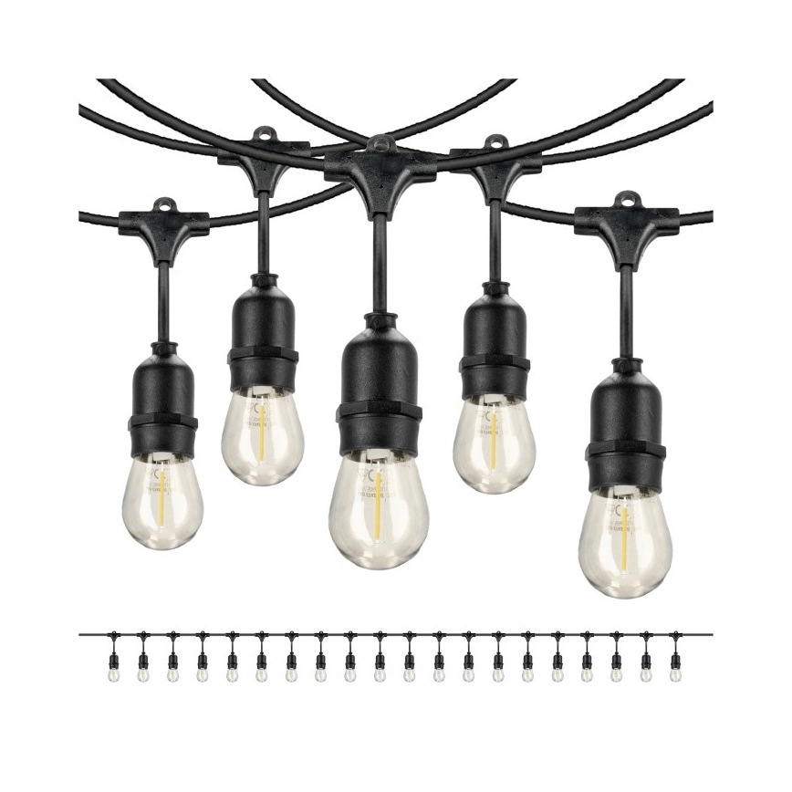 LED Vonkajšia dekoračná reťaz BAJA ST64 20xE27/1W/230V 20,9m IP44 teplá biela