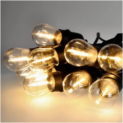 LED Vonkajšia dekoračná reťaz BAJA ST64 20xE27/1W/230V 20,9m IP44 teplá biela