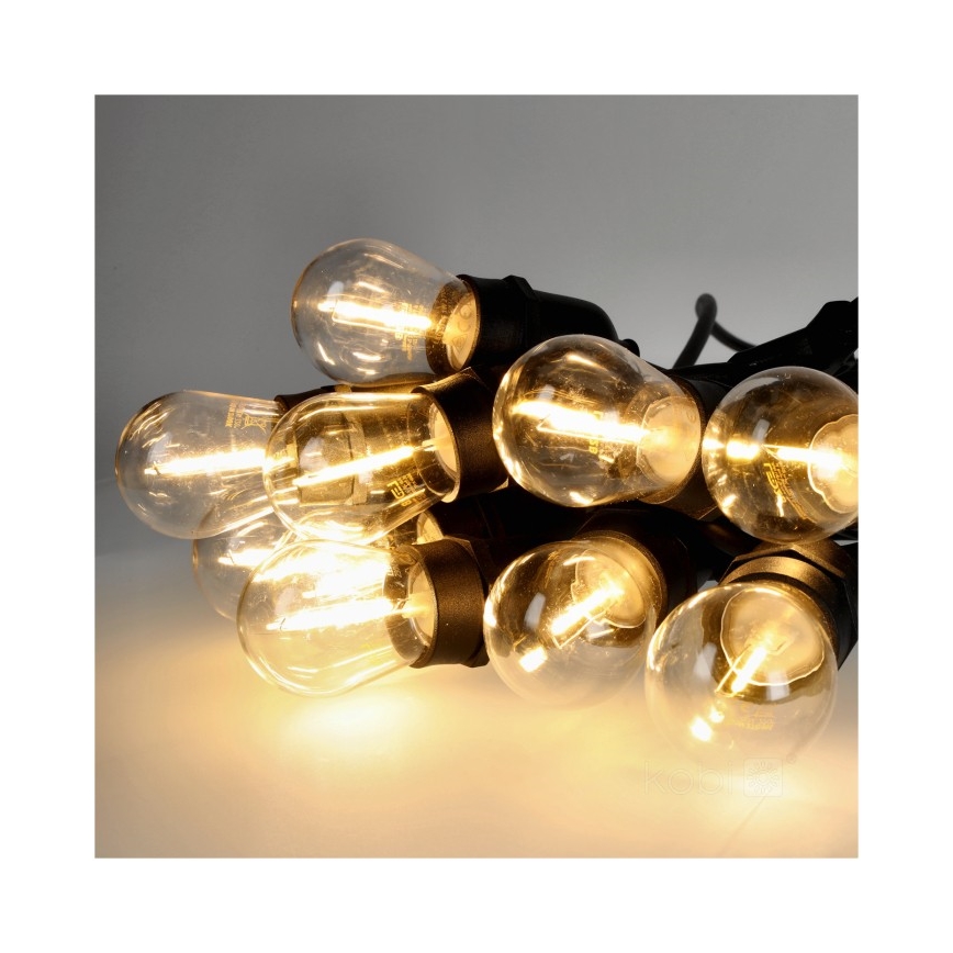 LED Vonkajšia dekoračná reťaz BAJA ST64 20xE27/1W/230V 20,9m IP44 teplá biela