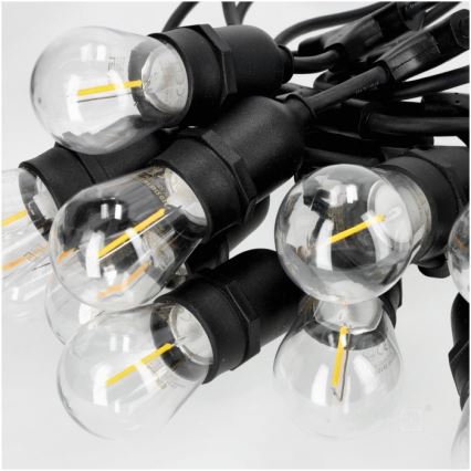 LED Vonkajšia dekoračná reťaz BAJA ST64 20xE27/1W/230V 20,9m IP44 teplá biela