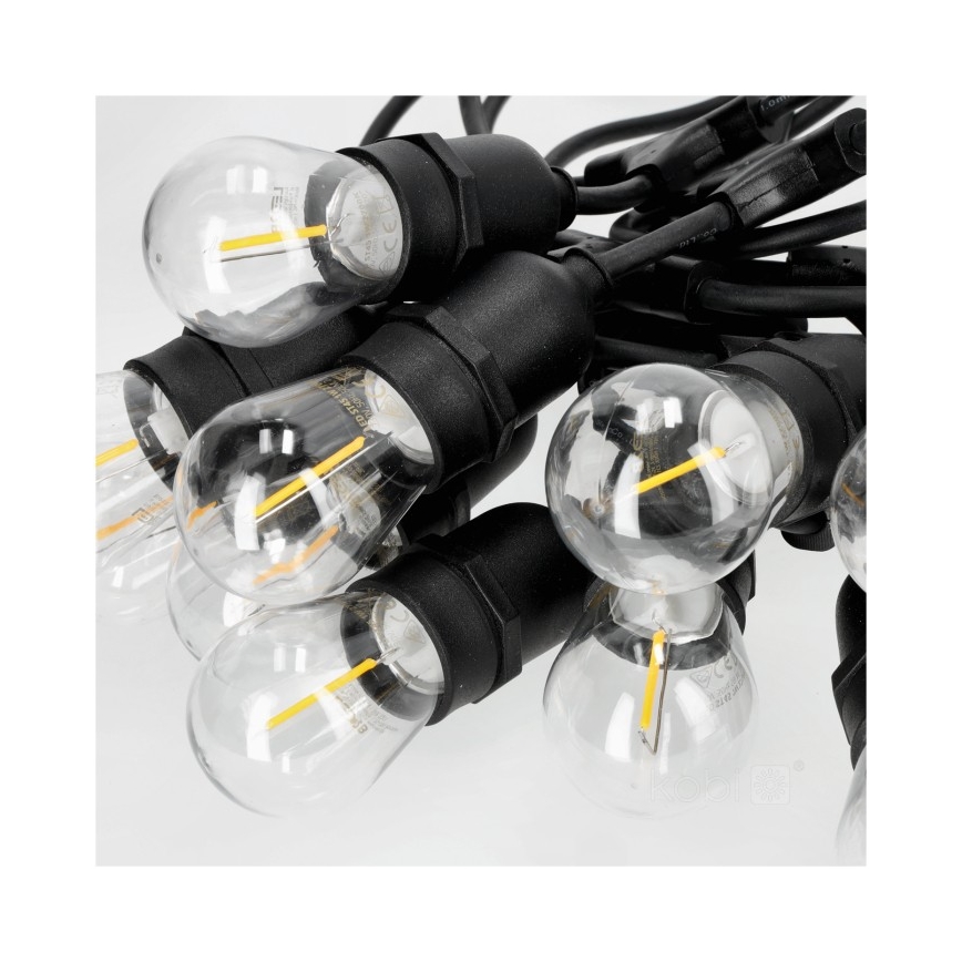 LED Vonkajšia dekoračná reťaz BAJA ST64 20xE27/1W/230V 20,9m IP44 teplá biela