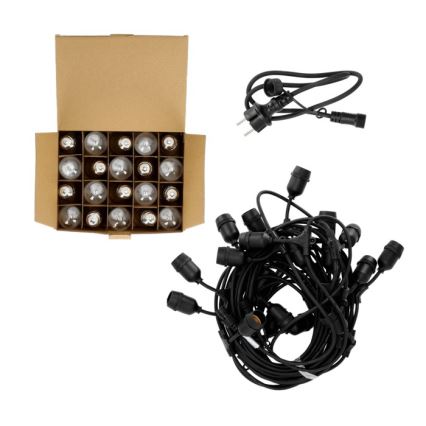 LED Vonkajšia dekoračná reťaz BAJA ST64 20xE27/1W/230V 20,9m IP44 teplá biela