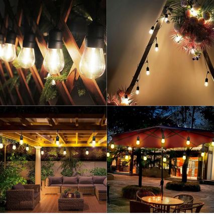 LED vonkajšia dekoračná svetelná reťaz 30xE27/1W/230V 16,44 m IP44 čierna