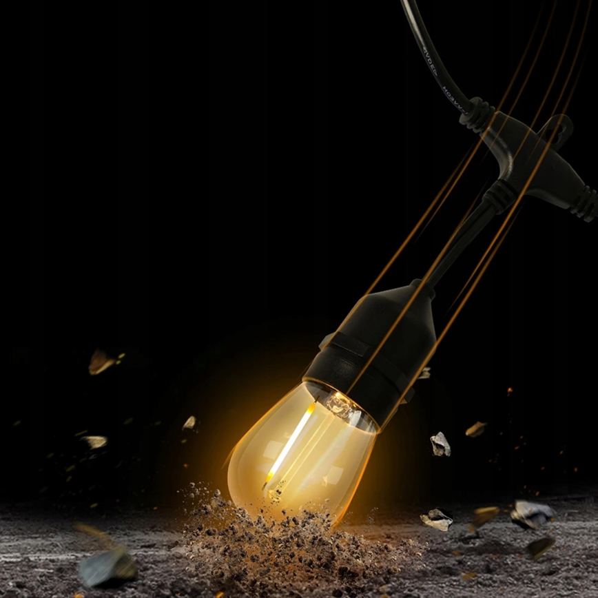 LED vonkajšia dekoračná svetelná reťaz 30xE27/1W/230V 16,44 m IP44 čierna