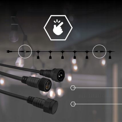 LED vonkajšia dekoračná svetelná reťaz 30xE27/1W/230V 16,44 m IP44 čierna