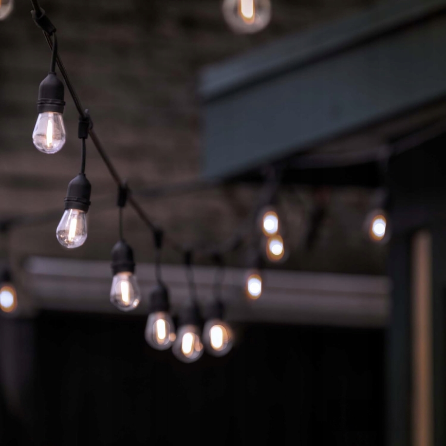 LED vonkajšia dekoratívna reťaz 15xE27/1W/230V 15,94 m IP44 čierna