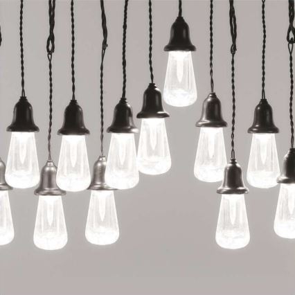 LED vonkajšia dekoratívna reťaz 16xLED 8,6m IP44 studená biela