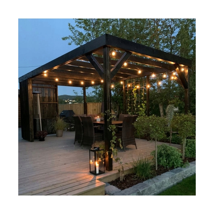 LED vonkajšia dekoratívna reťaz 20xE27/1W/230V 11,44 m IP44 čierna