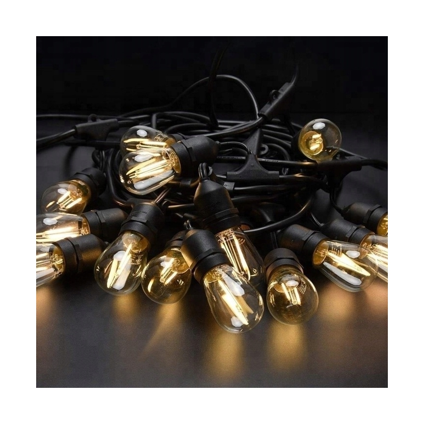 LED vonkajšia dekoratívna reťaz 20xE27/1W/230V 11,44 m IP44 čierna