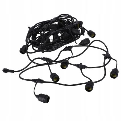 LED vonkajšia dekoratívna reťaz 20xE27/1W/230V 11,44 m IP44 čierna