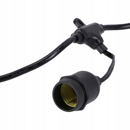 LED vonkajšia dekoratívna reťaz 20xE27/1W/230V 11,44 m IP44 čierna