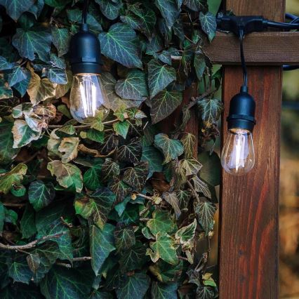 LED vonkajšia dekoratívna svetelná reťaz 10xE27/1W/230V 6,44 m IP44 čierna