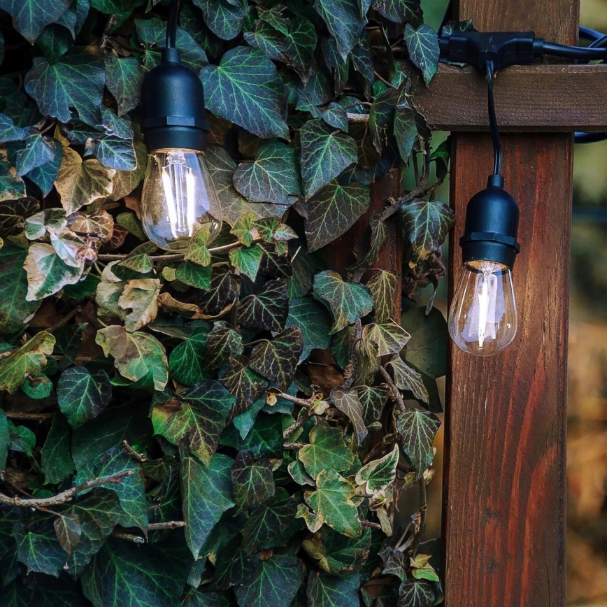 LED vonkajšia dekoratívna svetelná reťaz 10xE27/1W/230V 6,44 m IP44 čierna