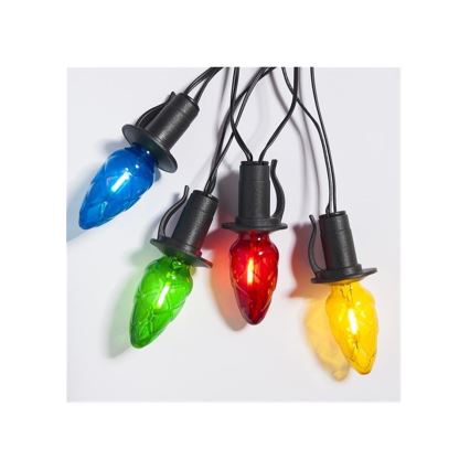 LED vonkajšia girlanda CONE FILAMENT 20xE10 19m farebná/teplá biela IP44, Vyrobené v EÚ