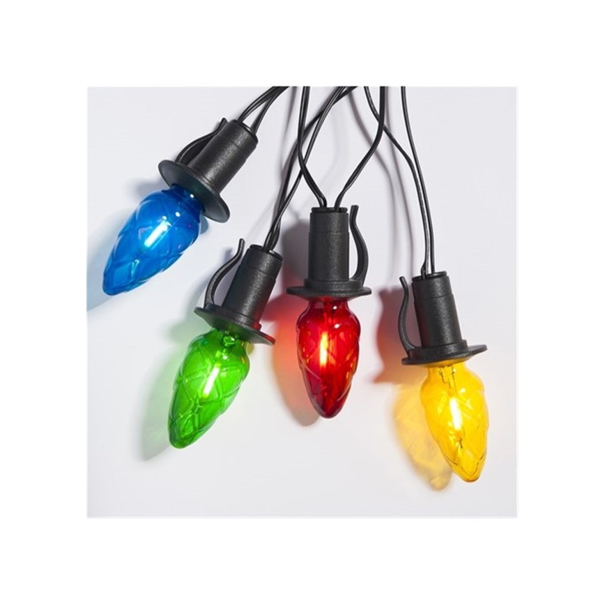 LED vonkajšia girlanda CONE FILAMENT 20xE10 19m farebná/teplá biela IP44, Vyrobené v EÚ