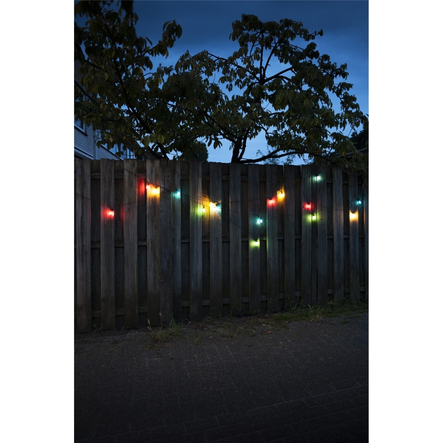 LED vonkajšia girlanda CONE FILAMENT 20xE10 19m farebná/teplá biela IP44, Vyrobené v EÚ