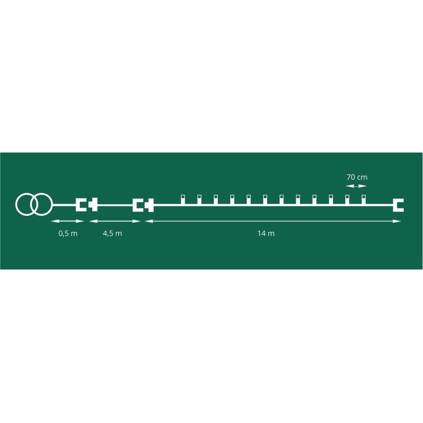 LED vonkajšia girlanda CONE FILAMENT 20xE10 19m farebná/teplá biela IP44, Vyrobené v EÚ