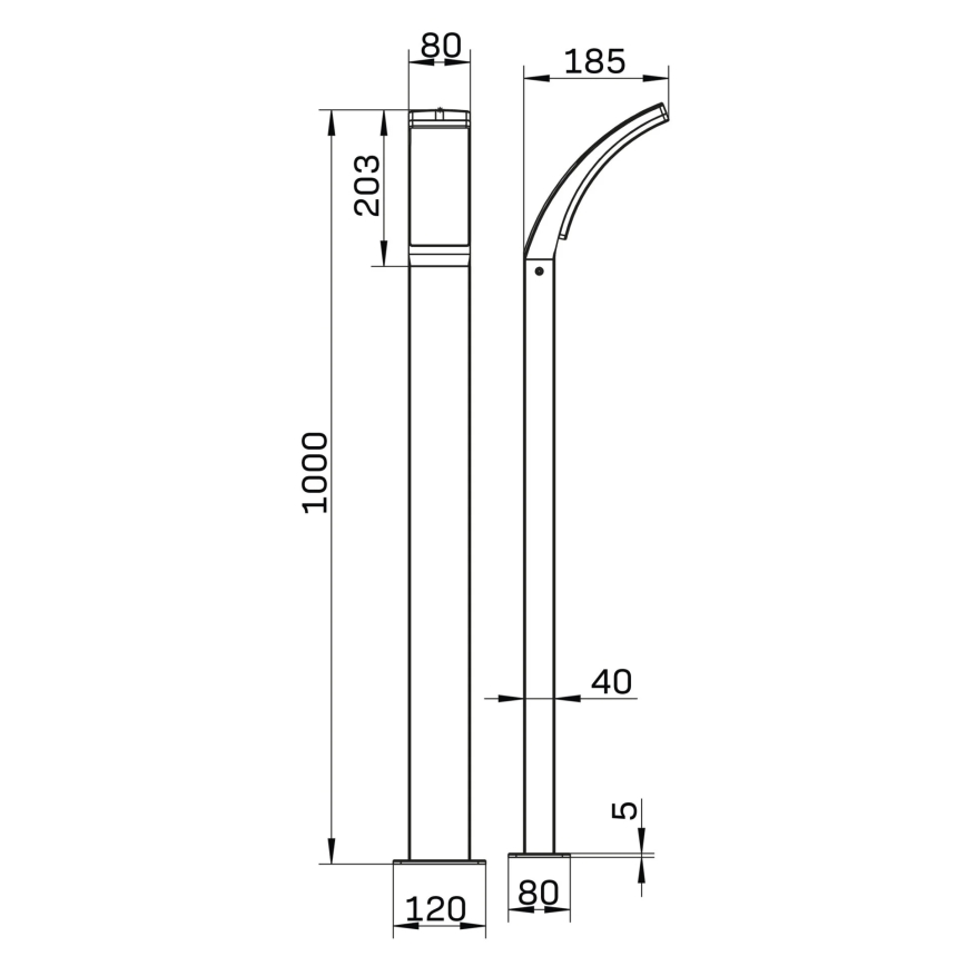 LED Vonkajšia lampa AMY LED/12W/230V 100 cm IP44 čierna
