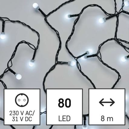 LED vonkajšia reťaz 80xLED/8 funkcií 13m studená biela IP44