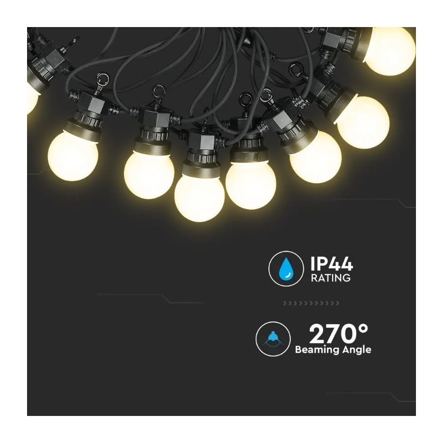 LED Vonkajšia reťaz STRING 10m 20xLED/0,5W/230V IP44 6000K
