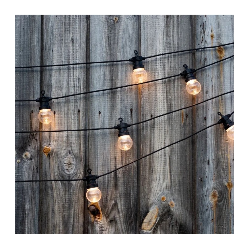 LED Vonkajšia reťaz STRING 5m 10xLED/0,4W/24/230V 3000K IP44
