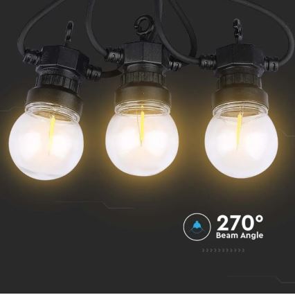 LED Vonkajšia reťaz STRING 5m 10xLED/0,4W/24/230V 3000K IP44