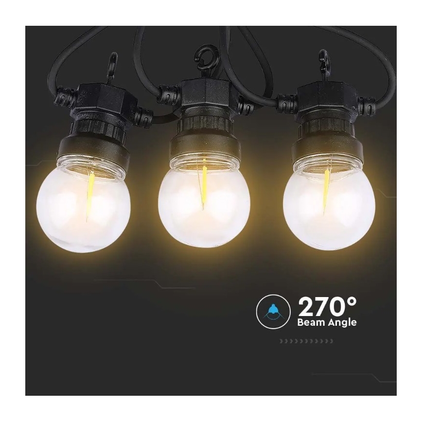 LED Vonkajšia reťaz STRING 5m 10xLED/0,4W/24/230V 3000K IP44