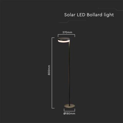 LED Vonkajšia solárna lampa LED/2W/3,7V 3000K IP54 2000 mAh čierna