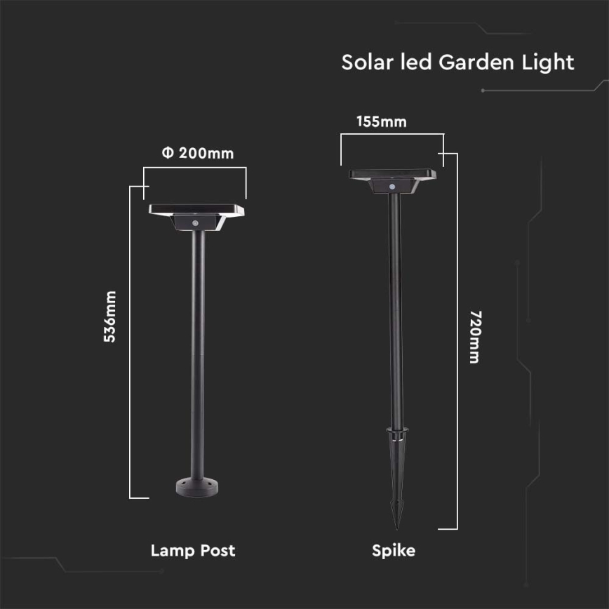 LED Vonkajšia solárna lampa 2v1 LED/2W/3,7V IP65 3000/4000/6500K 2600 mAh