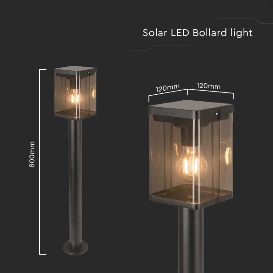 LED Vonkajšia solárna lampa so senzorom LED/2,5W/3,7V 3000K IP54 2000 mAh čierna