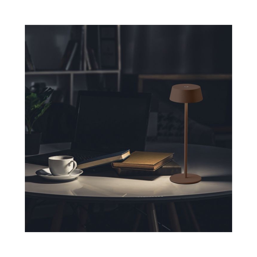 LED Vonkajšia stmievateľná dotyková dobíjacia stolná lampa LED/2W/5V 4400 mAh IP54 hnedá