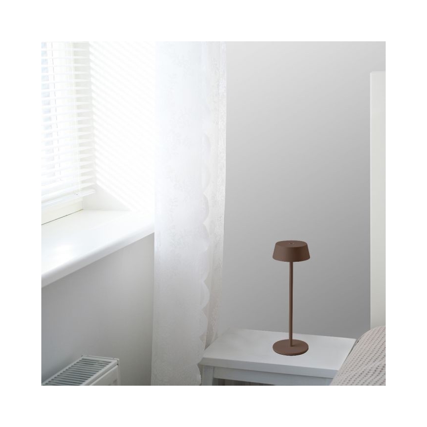 LED Vonkajšia stmievateľná dotyková dobíjacia stolná lampa LED/2W/5V 4400 mAh IP54 hnedá