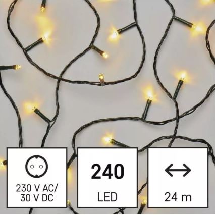 LED vonkajšia svetelná reťaz 240 × LED, 8 režimov, 29 m, IP44, teplá biela