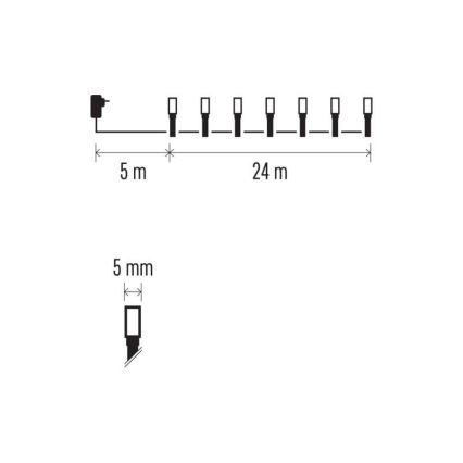 LED vonkajšia svetelná reťaz 240 × LED, 8 režimov, 29 m, IP44, teplá biela