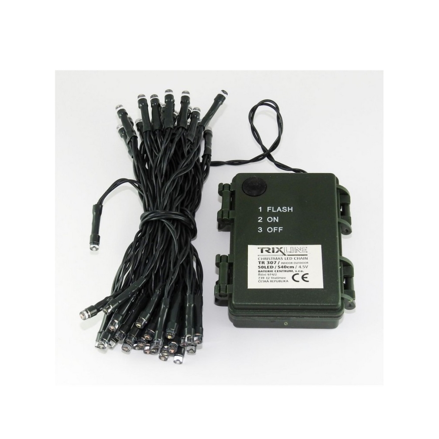 LED vonkajšia svetelná reťaz 50× LED, 2 režimy, 5,4 m, IP44, viacfarebná