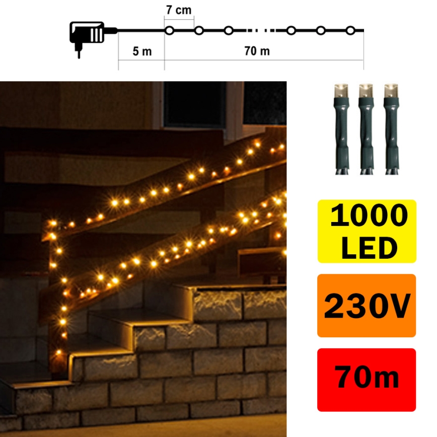 LED svetelný reťaz, teplá biela