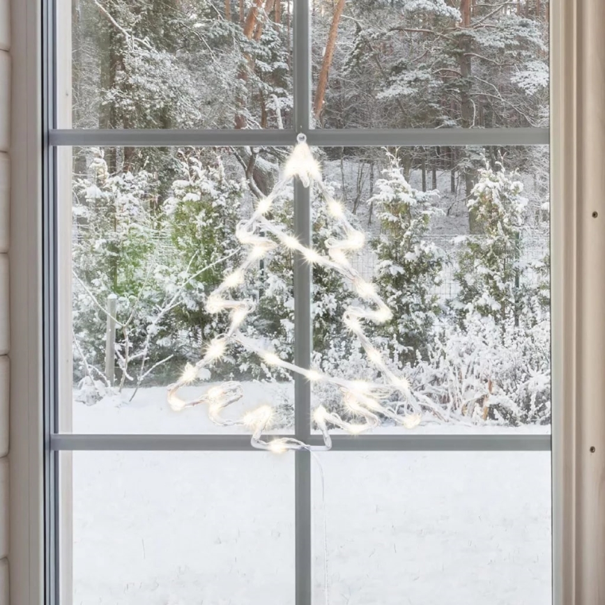 LED Vonkajšia vianočná dekorácia do okna 35xLED/230V IP44 teplá biela/stromček