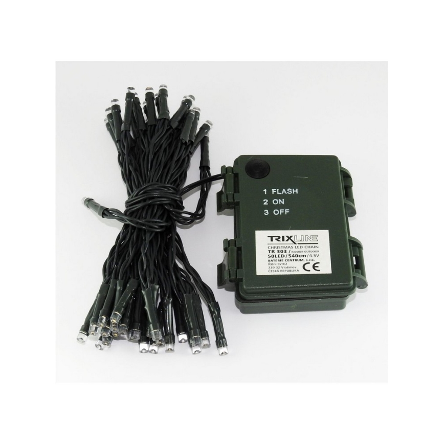 LED Vonkajšia vianočná reťaz 50xLED/2 funkcie 5,4m IP44 studená biela