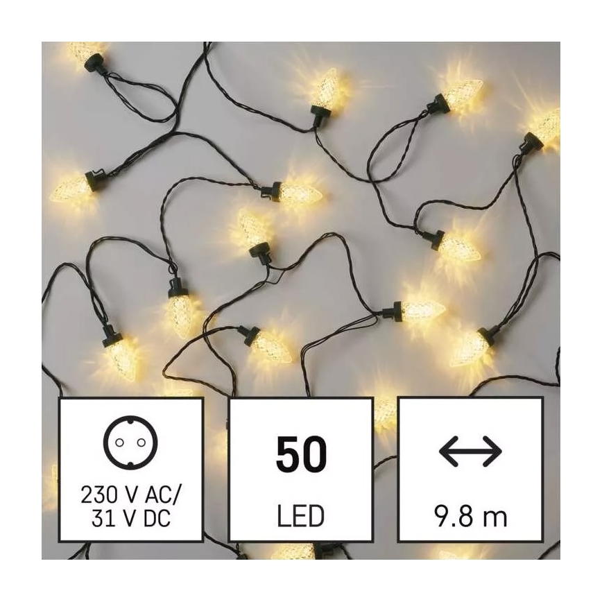 LED Vonkajšia vianočná reťaz 50xLED/8 funkcií 14,8 m IP44 teplá biela
