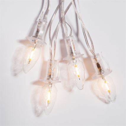 LED Vonkajšia vianočná reťaz CONE FILAMENT 20xE10 19m číra/teplá biela IP44, Vyrobené v EÚ