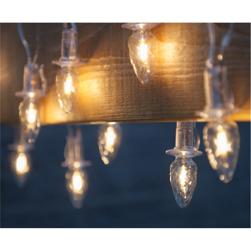 LED Vonkajšia vianočná reťaz CONE FILAMENT 20xE10 19m číra/teplá biela IP44, Vyrobené v EÚ