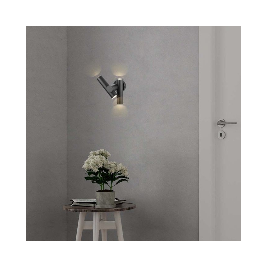 LED Vonkajšie nástenné bodové flexibilné svietidlo 2xLED/3W/230V 3000K IP44 čierna