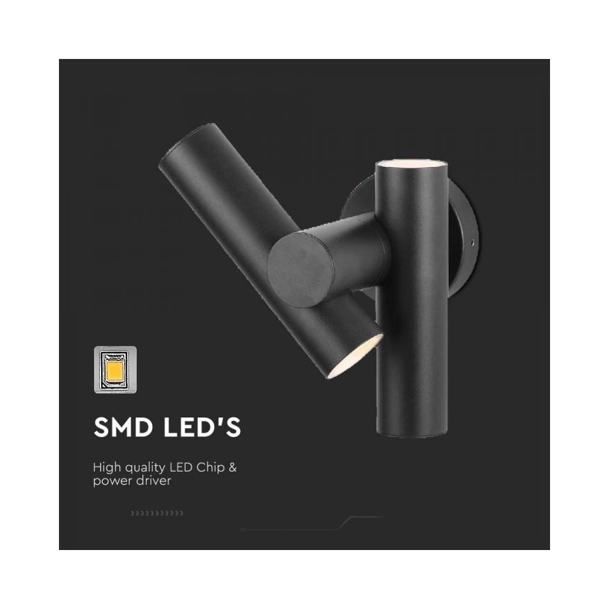 LED Vonkajšie nástenné bodové flexibilné svietidlo 2xLED/3W/230V 3000K IP44 čierna
