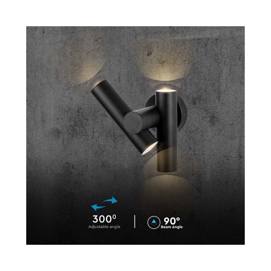 LED Vonkajšie nástenné bodové flexibilné svietidlo 2xLED/3W/230V 3000K IP44 čierna