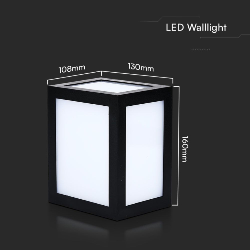 LED vonkajšie nástenné svietidlo 12W/230V 6400K IP65 čierne